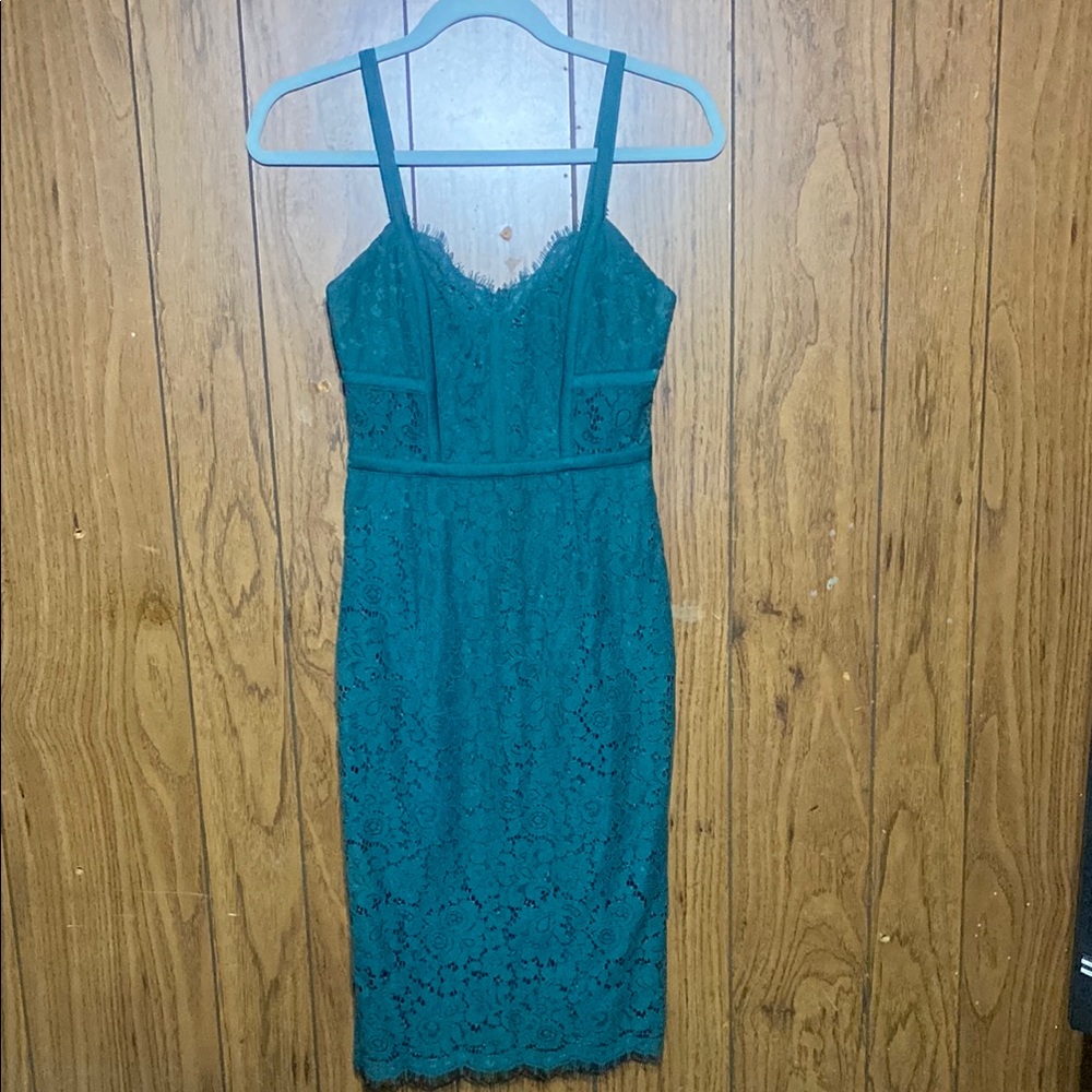 Express Emerald Green Sheath Midi Dress Spaghetti Strap Sz 0